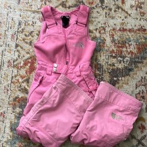 The North Face girls pink snow bibs XXS